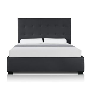 IntenseDeco Lit Coffre Layton + Sommier 140cm Noir