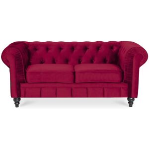 IntenseDeco Canapé Chesterfield Velours 2 Places Altesse Rouge