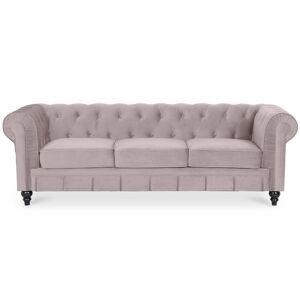 IntenseDeco Canape Chesterfield Velours 3 Places Altesse Taupe