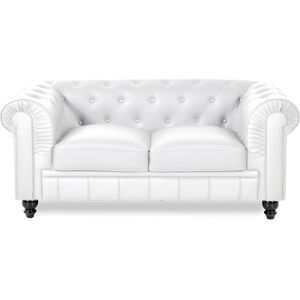 IntenseDeco Canapé Chesterfield 2 Places Regency Blanc