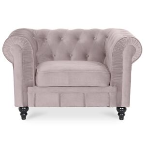 IntenseDeco Fauteuil Chesterfield velours Altesse Taupe