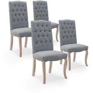 IntenseDeco Lot de 4 chaises capitonnées Jade tissu gris