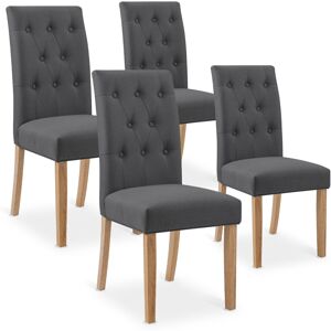 IntenseDeco Lot de 4 chaises capitonnées Gaya tissu gris