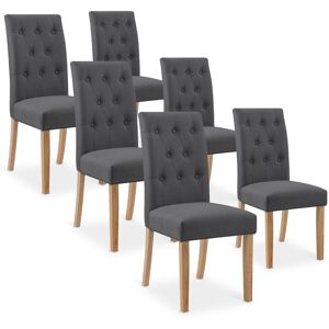 IntenseDeco Lot de 6 chaises capitonnées Gaya tissu gris