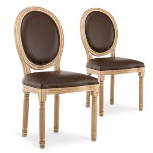 IntenseDeco Lot de 2 chaises médaillon Louis XVI Vintage Marron