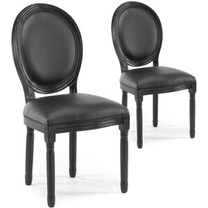 IntenseDeco Lot de 2 chaises médaillon Louis XVI Synthétique Noir