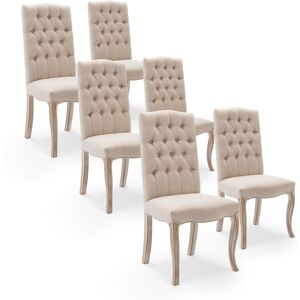 IntenseDeco Lot de 6 chaises capitonnées Jade tissu beige - Publicité IntenseDeco Lot de 6 chaises capitonnées Jade tissu beige - Publicité