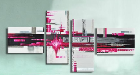 EVA JEKINS Tableau abstrait fushia noir metal EVA JEKINS Tableau abstrait fushia noir metal