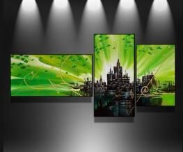 EVA JEKINS Tableau Triptyque Green City EVA JEKINS Tableau Triptyque Green City