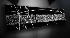 EVA JEKINS Tableau design noir métal triptyque EVA JEKINS Tableau design noir métal triptyque