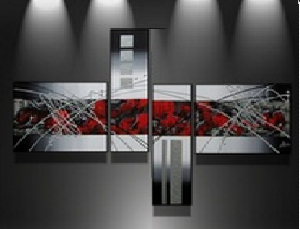 EVA JEKINS Tableau contemporain rouge métal EVA JEKINS Tableau contemporain rouge métal