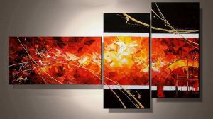 EVA JEKINS Tableau Triptyque Orangé EVA JEKINS Tableau Triptyque Orangé