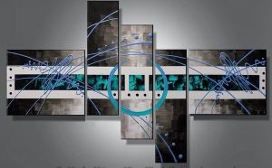 EVA JEKINS Tableaux contemporains gris turquoise EVA JEKINS Tableaux contemporains gris turquoise