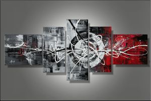 EVA JEKINS Tableaux design Rouge Gris Fashion EVA JEKINS Tableaux design Rouge Gris Fashion