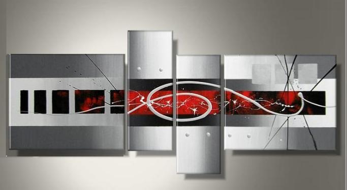 EVA JEKINS Tableaux moderne Gris Metal Rouge EVA JEKINS Tableaux moderne Gris Metal Rouge