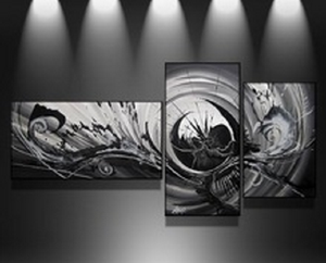 EVA JEKINS Tableau Triptyque gris noir métal EVA JEKINS Tableau Triptyque gris noir métal