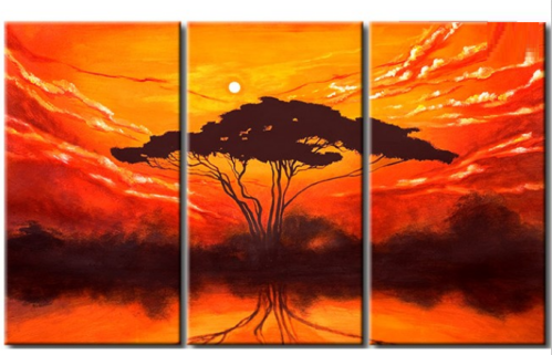 EVA JEKINS Tableau triptyque design Arbre soleil levant EVA JEKINS Tableau triptyque design Arbre soleil levant