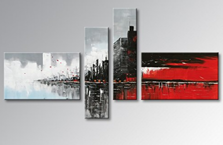 EVA JEKINS Tableaux design city rouge noir EVA JEKINS Tableaux design city rouge noir