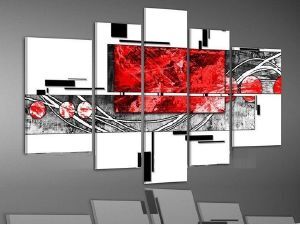 EVA JEKINS Tableaux design Blanc Rouge EVA JEKINS Tableaux design Blanc Rouge