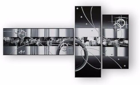 EVA JEKINS Tableau Triptyque gris métal EVA JEKINS Tableau Triptyque gris métal