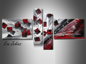 EVA JEKINS Tableau Abstrait carrés  All grey EVA JEKINS Tableau Abstrait carrés  All grey