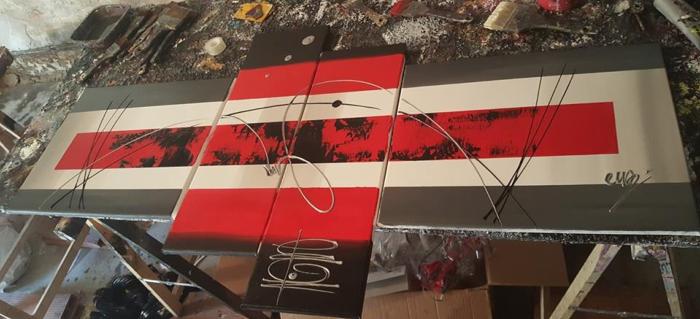 EVA JEKINS Tableaux design rouge gris  Lena EVA JEKINS Tableaux design rouge gris  Lena