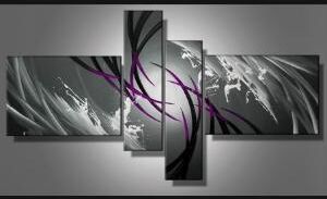 EVA JEKINS Tableau design aubergine gris peinture EVA JEKINS Tableau design aubergine gris peinture