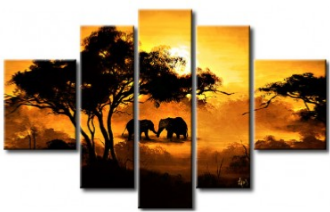 EVA JEKINS Tableaux modernes Elephants Savane EVA JEKINS Tableaux modernes Elephants Savane