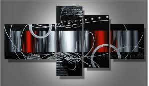 EVA JEKINS Tableau peinture Rouge Noir moderne. EVA JEKINS Tableau peinture Rouge Noir moderne.