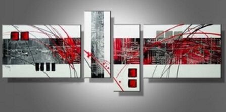 EVA JEKINS Tableau design rouge blanc moderne EVA JEKINS Tableau design rouge blanc moderne