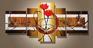 EVA JEKINS Tableaux design Golden Fleurs or