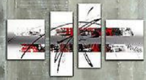 EVA JEKINS Tableau moderne blanc rouge metal EVA JEKINS Tableau moderne blanc rouge metal