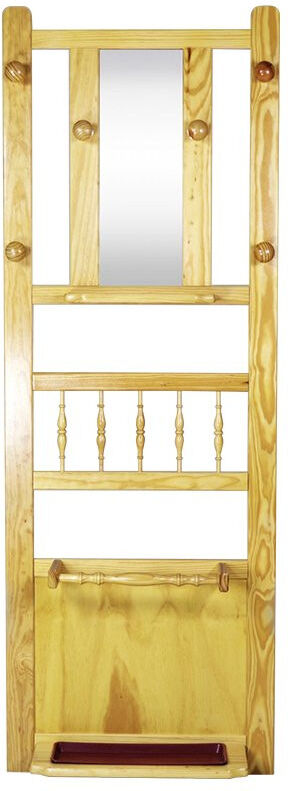 ABC MEUBLES Vestiaire Mural, 6 patères, miroir Boréal - / - Vernis Naturel ABC MEUBLES Vestiaire Mural, 6 patères, miroir Boréal - / - Vernis Naturel