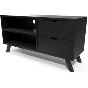 ABC MEUBLES Meuble TV Scandinave bois Viking Noir Noir