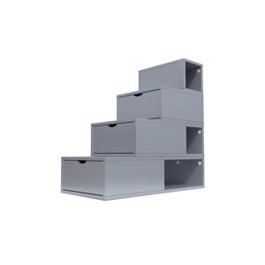 ABC MEUBLES Escalier Cube de rangement hauteur 100 cm Gris Aluminium Gris Aluminium