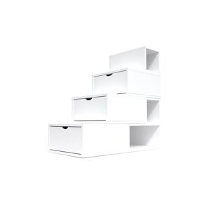ABC MEUBLES Escalier Cube de rangement hauteur 100 cm Blanc Blanc