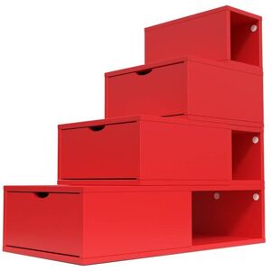 ABC MEUBLES Escalier Cube de rangement hauteur 100 cm Rouge Rouge