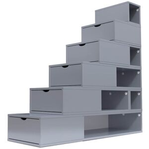 ABC MEUBLES Escalier Cube de rangement hauteur 150cm Gris Aluminium Gris Aluminium