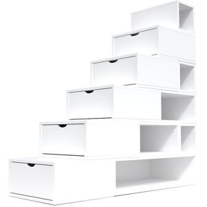 ABC MEUBLES Escalier Cube de rangement hauteur 150cm Blanc Blanc