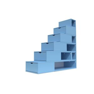 ABC MEUBLES Escalier Cube de rangement hauteur 150cm Bleu Pastel Bleu Pastel