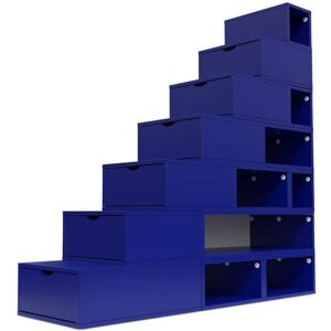 ABC MEUBLES Escalier Cube de rangement hauteur 175 cm Bleu fonce Bleu fonce