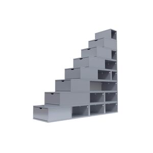 ABC MEUBLES Escalier Cube de rangement hauteur 200 cm Gris Aluminium Gris Aluminium