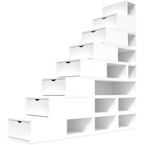 ABC MEUBLES Escalier Cube de rangement hauteur 200 cm Blanc Blanc