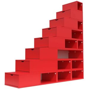 ABC MEUBLES Escalier Cube de rangement hauteur 200 cm Rouge Rouge