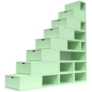 ABC MEUBLES Escalier Cube de rangement hauteur 200 cm Vert Pastel Vert Pastel