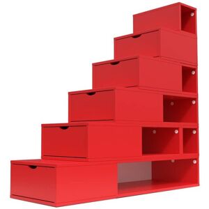 ABC MEUBLES Escalier Cube de rangement hauteur 150cm Rouge Rouge