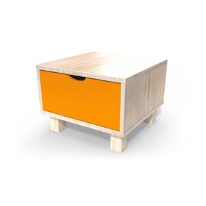 ABC MEUBLES Table de chevet bois Cube + tiroir - - Vernis naturel/Orange - / - Vernis naturel/Orange