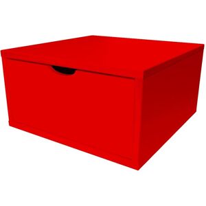 ABC MEUBLES Cube de rangement bois 50x50 cm + tiroir - - Rouge - / - Rouge