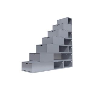 ABC MEUBLES Escalier Cube de rangement hauteur 175 cm - - Gris Aluminium - / - Gris Aluminium