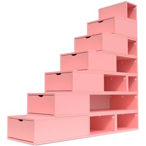 ABC MEUBLES Escalier Cube de rangement hauteur 175 cm - - Rose Pastel - / - Rose Pastel